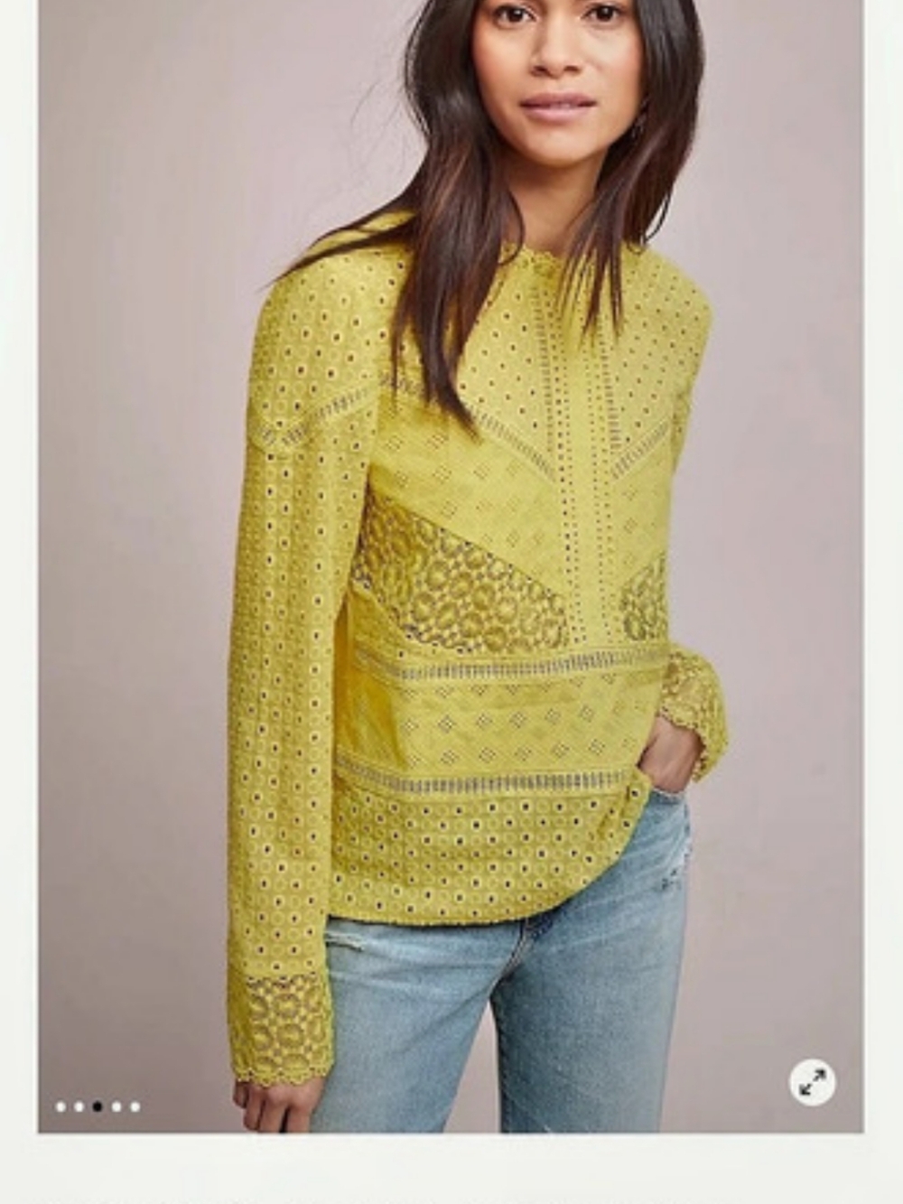 Anthropologie Carrie Cowl Yellow Long Sleeve Blouse Like New